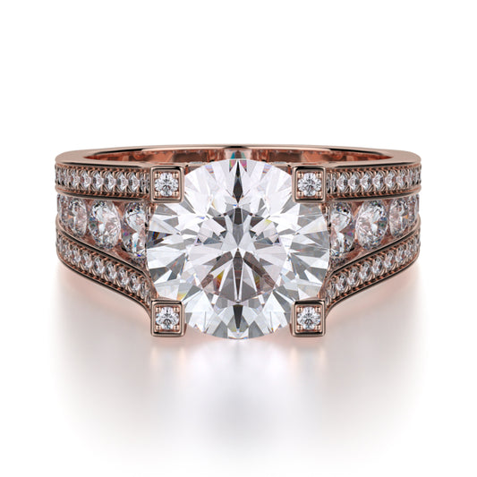 Michael M 18k Rose Gold Strada Engagement Ring