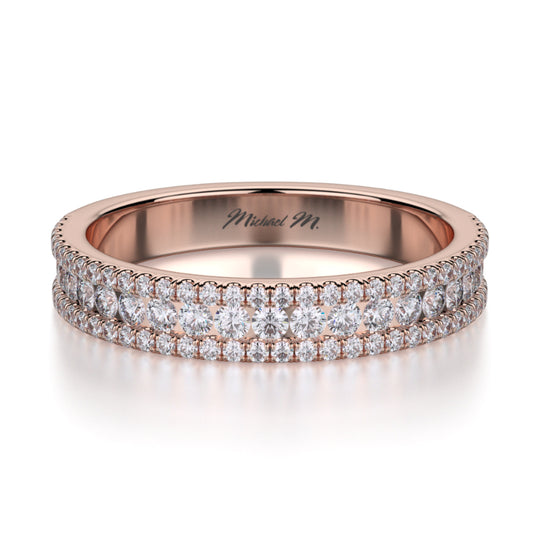 Michael M 18k Rose Gold Diamond Wedding Band