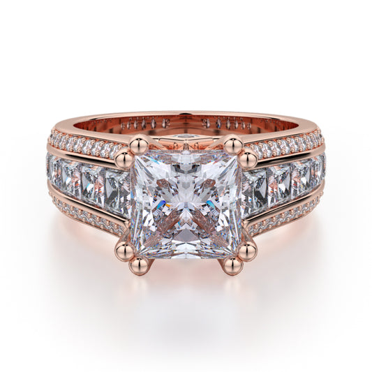 Michael M 18k Rose Gold Princess Engagement Ring