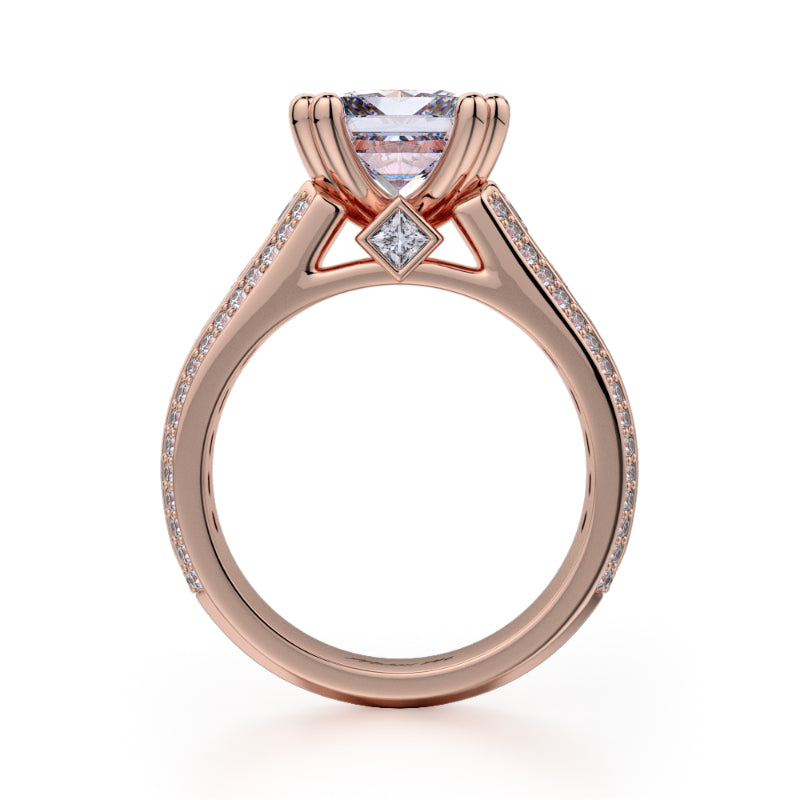 Michael M 18k Rose Gold Princess Engagement Ring