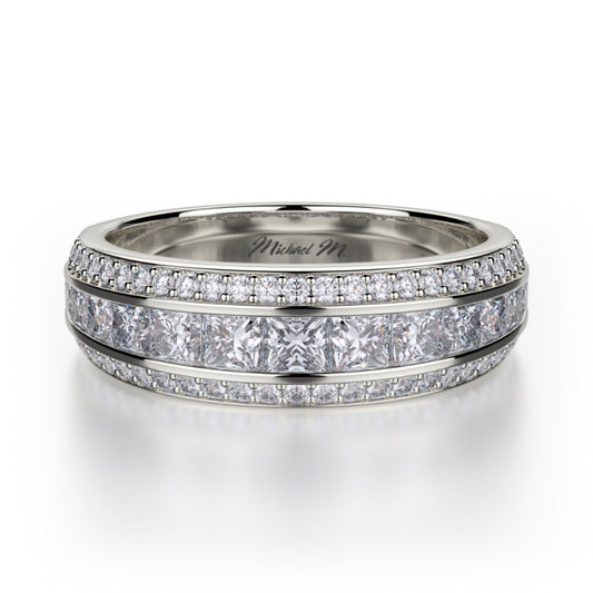 Michael M 18k White Gold Diamond Wedding Band