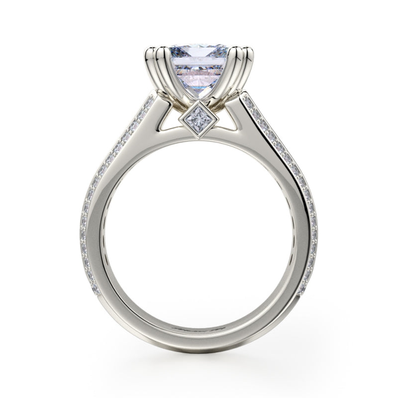 Michael M 18k White Gold Princess Diamond Straight Engagement Ring