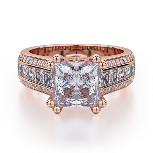 Michael M 18k Rose Gold Princess Engagement Ring