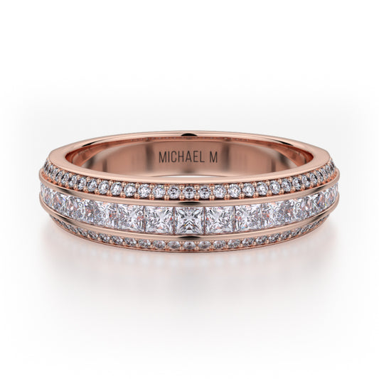 Michael M 18k Rose Gold Diamond Wedding Band