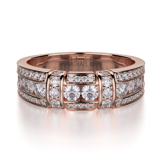 Michael M 18k Rose Gold Diamond Wedding Band