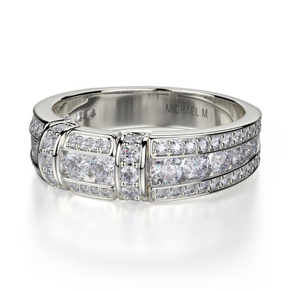 Michael M 18k White Gold Diamond Wedding Band