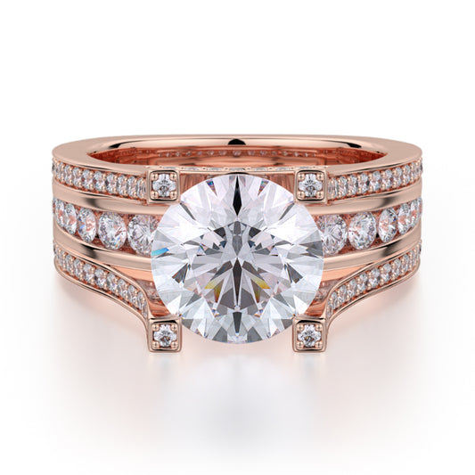 Michael M 18k Rose Gold Stella Engagement Ring