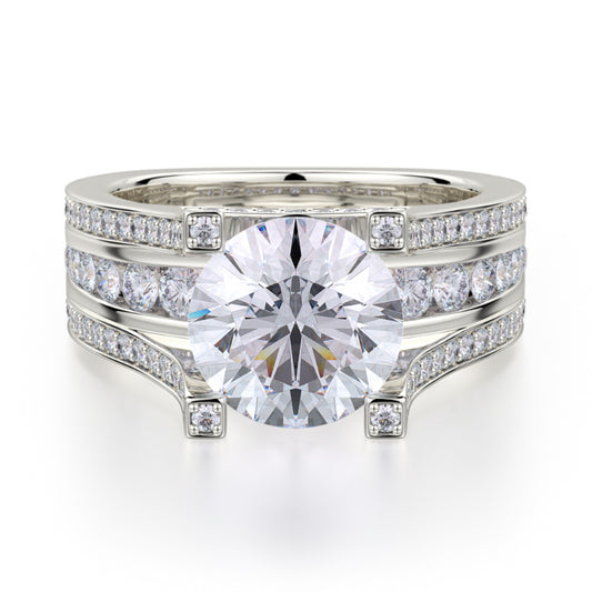 Michael M 18k White Gold Stella Engagement Ring