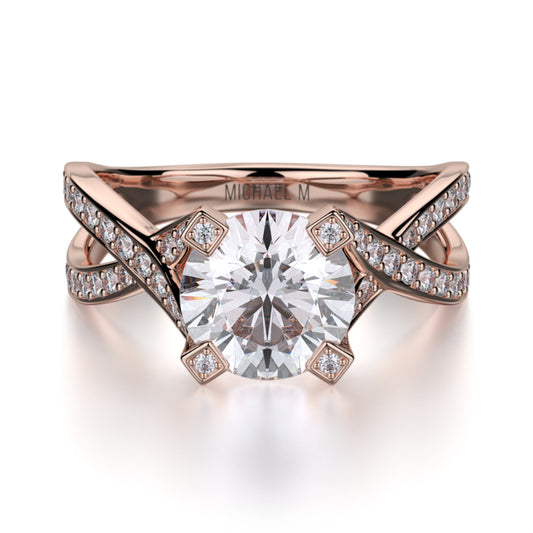 Michael M 18k Rose Gold Love Engagement Ring