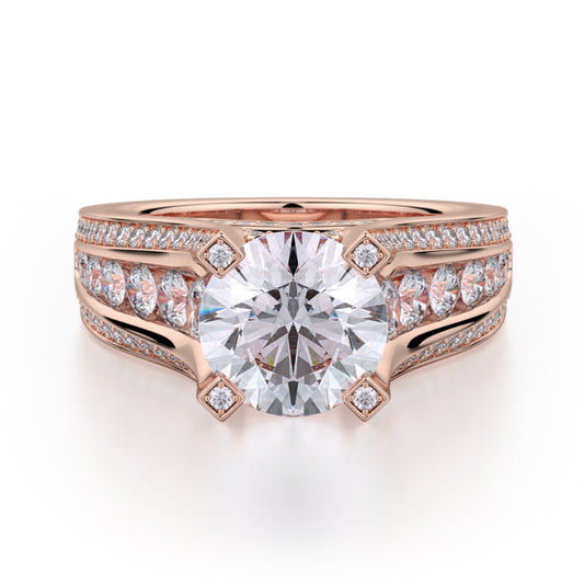 Michael M 18k Rose Gold Stella Engagement Ring