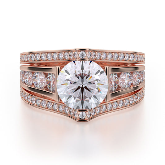 Michael M 18k Rose Gold Stella Engagement Ring