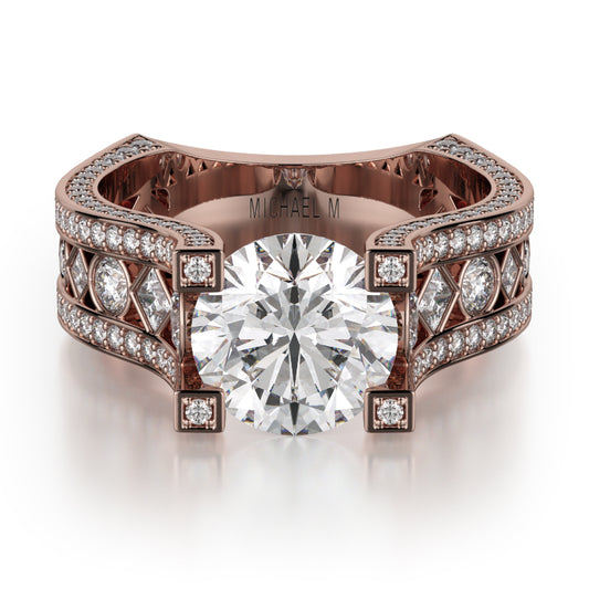 Michael M 18k Rose Gold Strada Engagement Ring