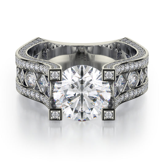 Michael M 18k White Gold Strada Engagement Ring