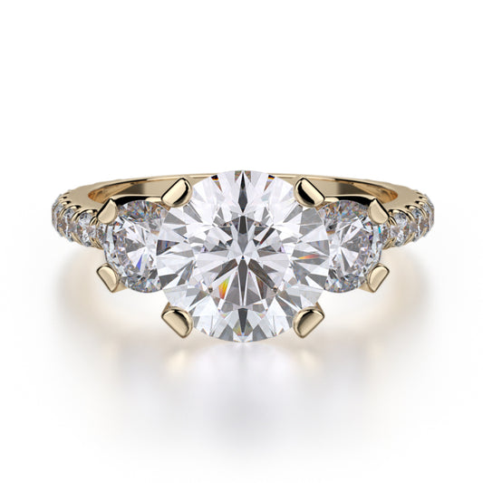 Michael M 18k Yellow Gold Trinity Engagement Ring