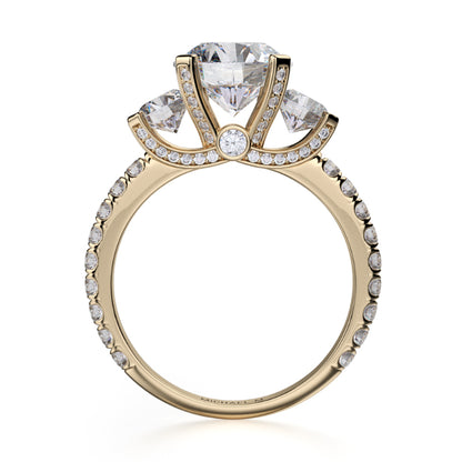 Michael M 18k Yellow Gold Trinity Engagement Ring