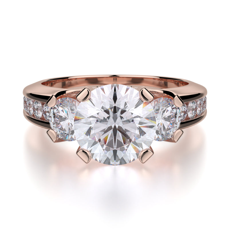 Michael M 18k Rose Gold Trinity Engagement Ring