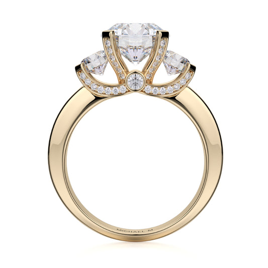 Michael M 18k Yellow Gold Trinity Engagement Ring