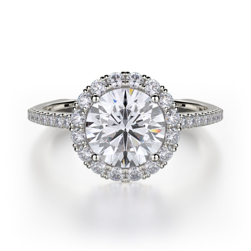 Michael M 18k White Gold Halo Engagement Ring