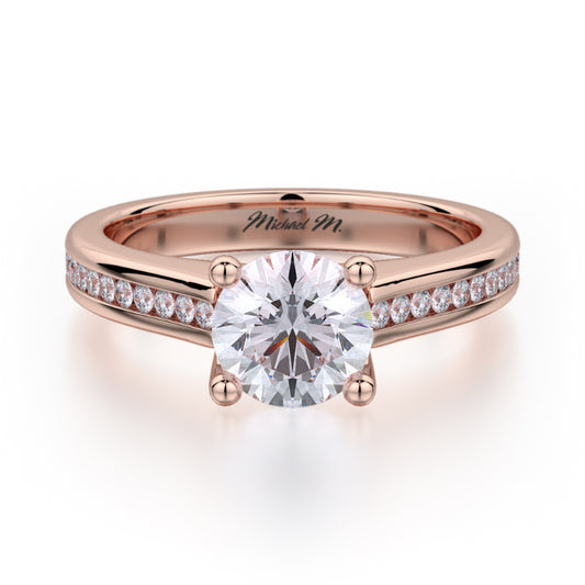 Michael M 18k Rose Gold Love Engagement Ring