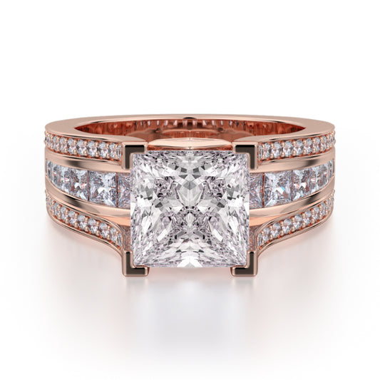 Michael M 18k Rose Gold Princess Engagement Ring