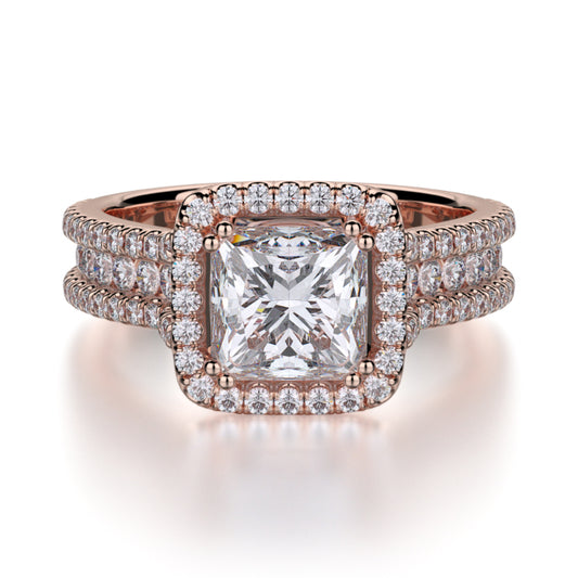 Michael M 18k Rose Gold Princess Engagement Ring