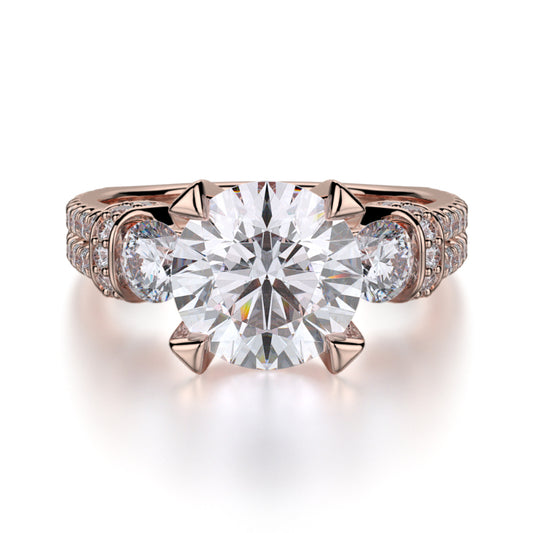 Michael M 18k Rose Gold Trinity Engagement Ring