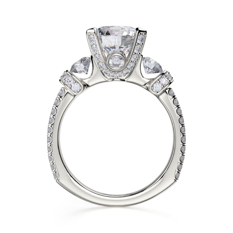 Michael M 18k White Gold Trinity Engagement Ring