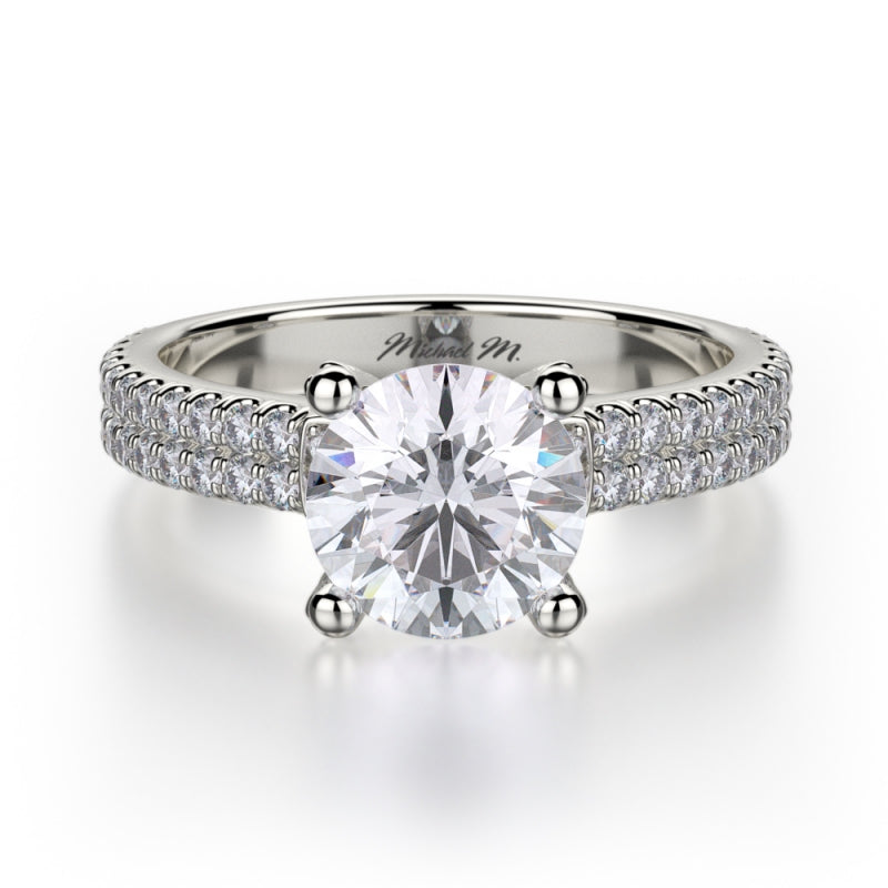 Michael M 18k White Gold Europa Diamond Straight Engagement Ring