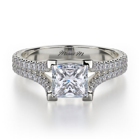 Michael M 18k White Gold Europa Engagement Ring