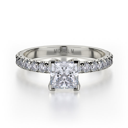 Michael M 18k White Gold Straight Engagement Ring