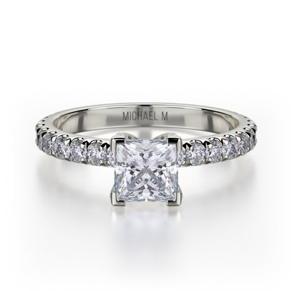 Michael M 18k White Gold Straight Engagement Ring