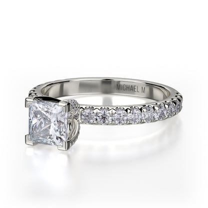 Michael M 18k White Gold Straight Engagement Ring