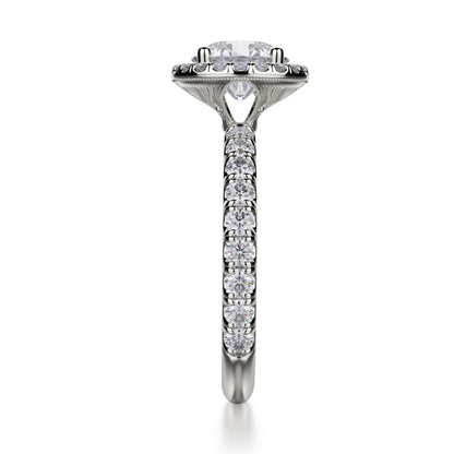 Michael M 18k White Gold Halo Engagement Ring