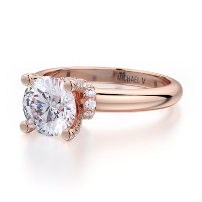 Michael M 18k Rose Gold Love Engagement Ring