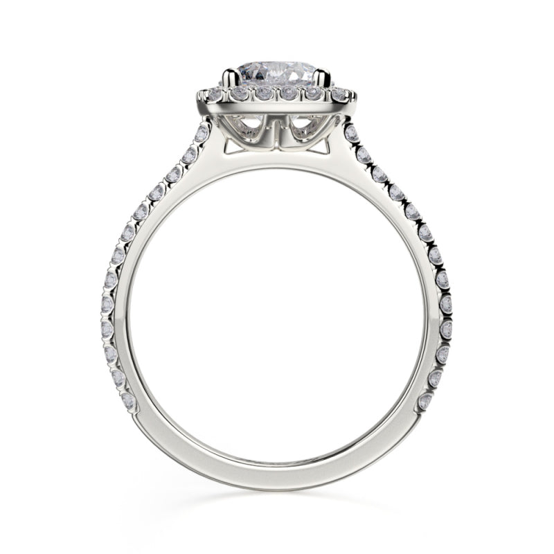 Michael M 18k White Gold Europa Diamond Halo Engagement Ring