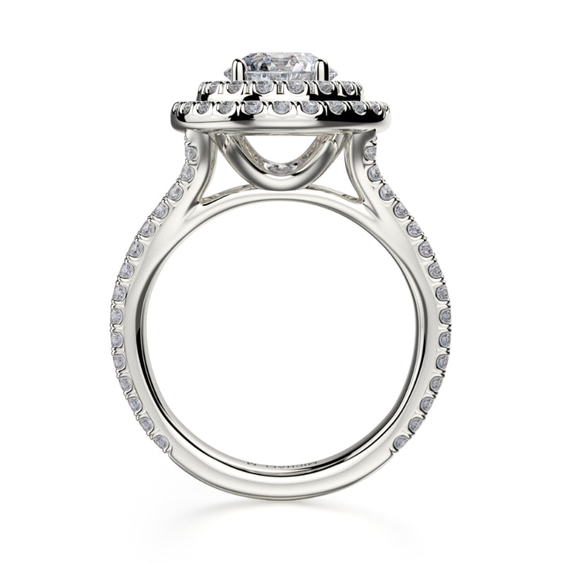 Michael M 18k White Gold Double Halo Engagement Ring
