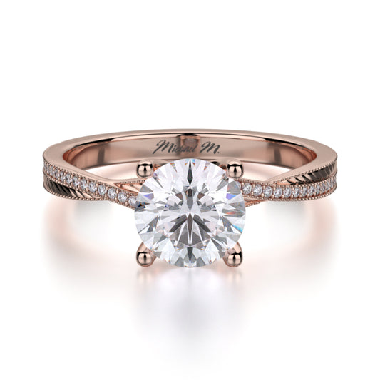 Michael M 18k Rose Gold M Engagement Ring