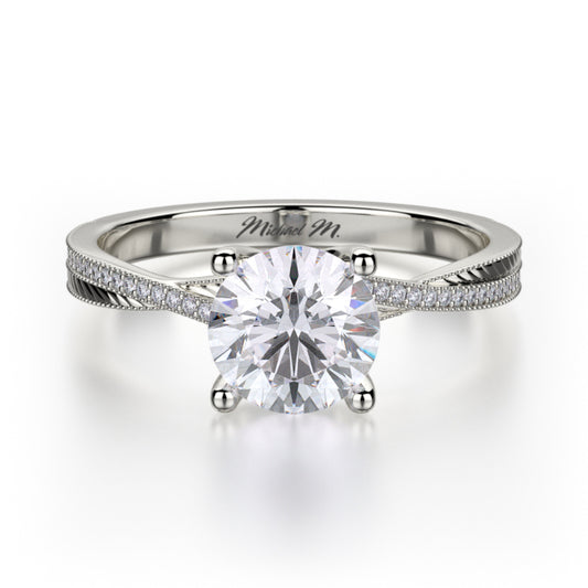 Michael M 18k White Gold M Engagement Ring