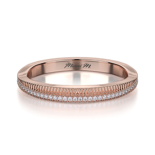 Michael M 18k Rose Gold Diamond Wedding Band