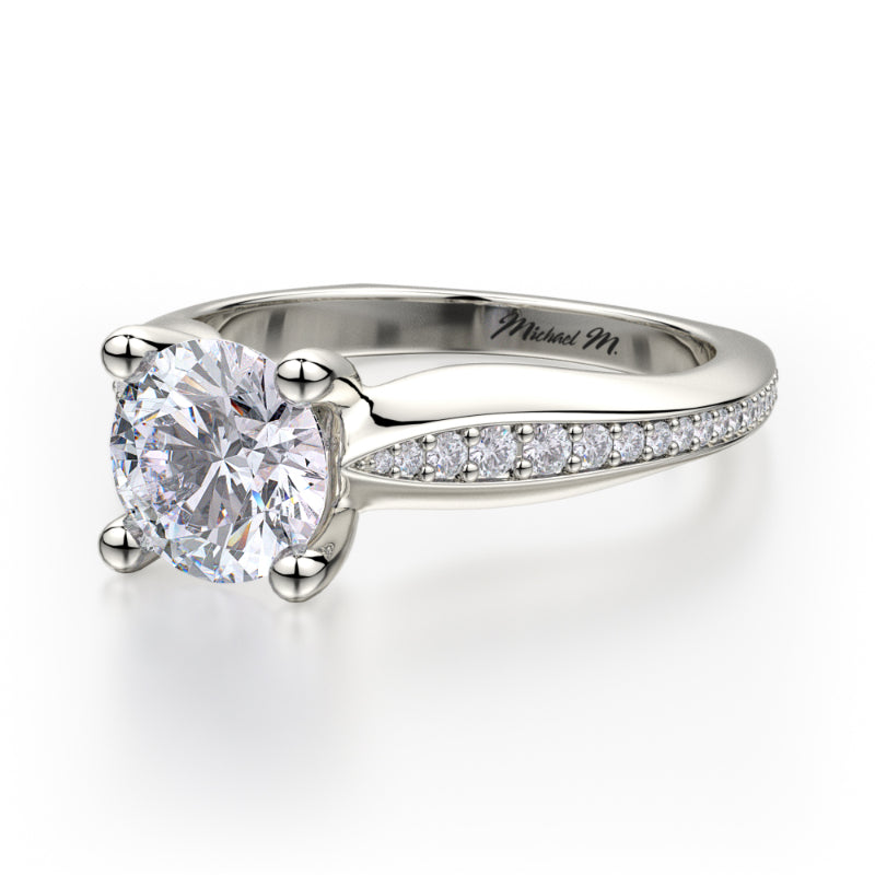Michael M 18k White Gold M Engagement Ring