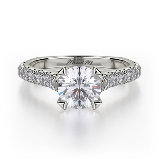 Michael M 18k White Gold Stella Engagement Ring