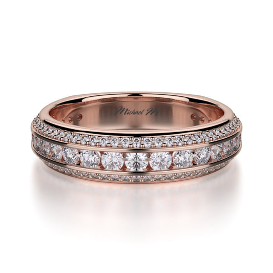 Michael M 18k Rose Gold Diamond Wedding Band