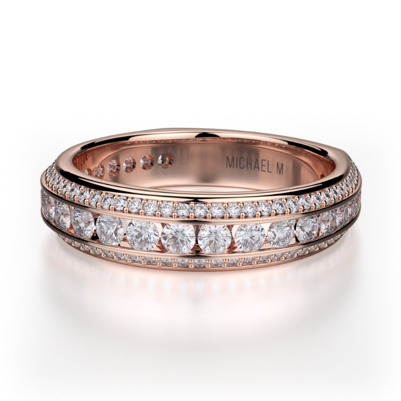 Michael M 18k Rose Gold Diamond Wedding Band