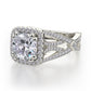 Michael M 18k White Gold Princess Diamond Halo Engagement Ring