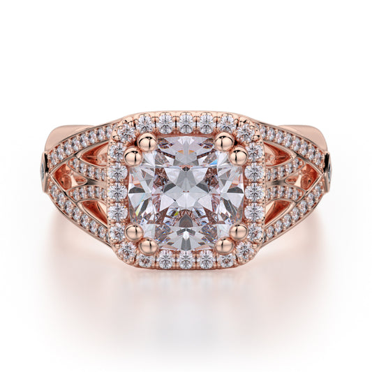 Michael M 18k Rose Gold Princess Engagement Ring