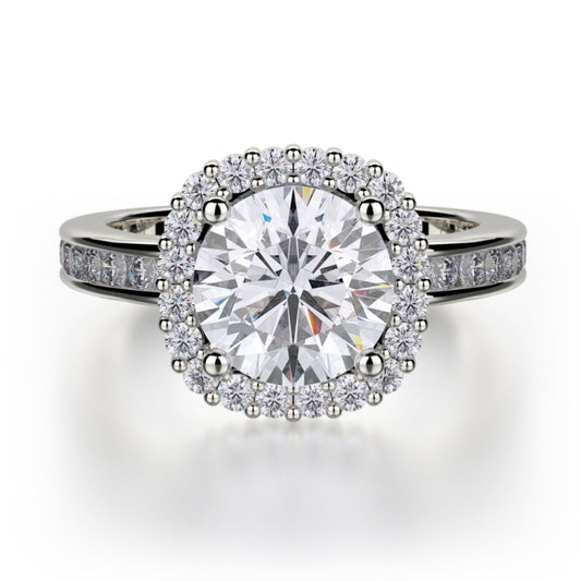 Michael M 18k White Gold Strada Diamond Halo Engagement Ring