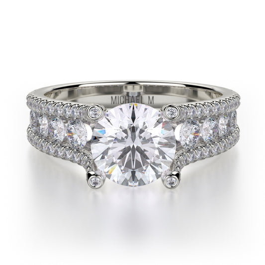 Michael M 18k White Gold Strada Engagement Ring