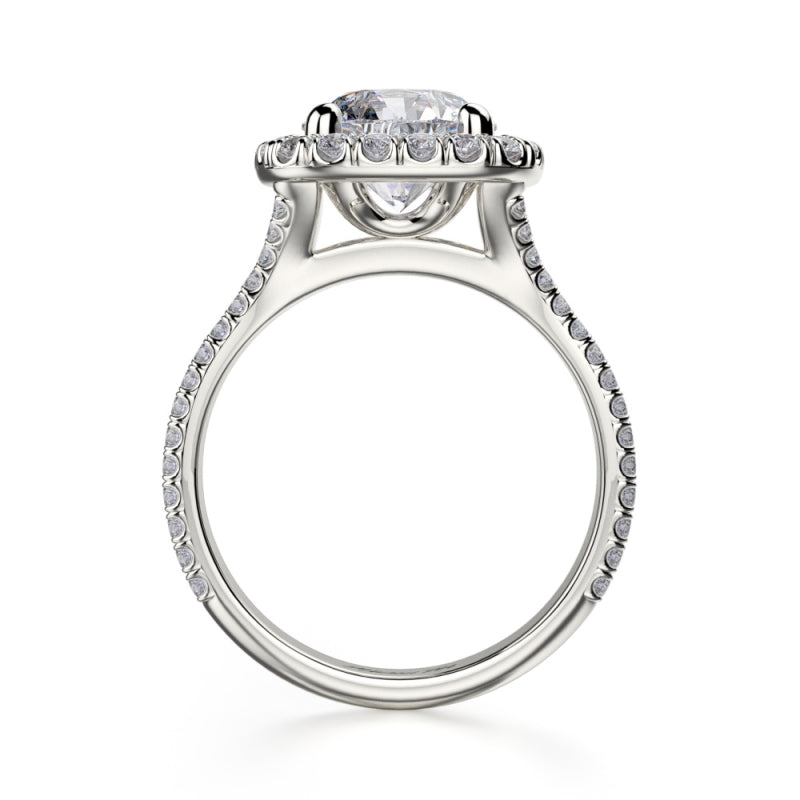 Michael M 18k White Gold Europa Diamond Halo Engagement Ring
