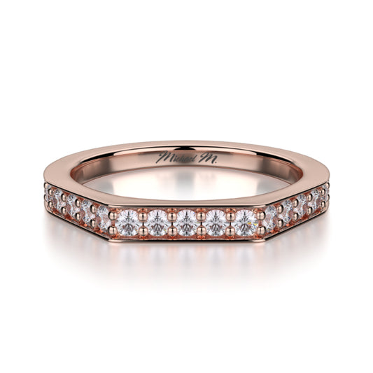 Michael M 18k Rose Gold Diamond Wedding Band