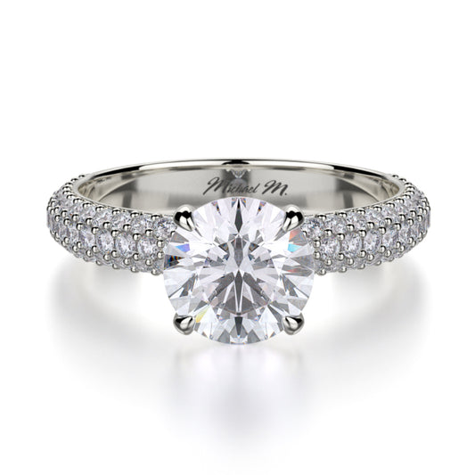 Michael M 18k White Gold Crown Engagement Ring